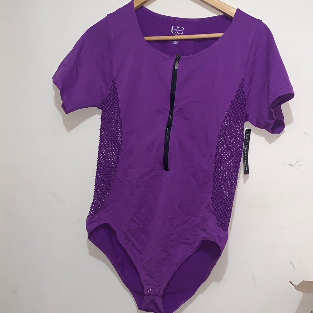 NWT under control purple side mesh bodysuit size 2X